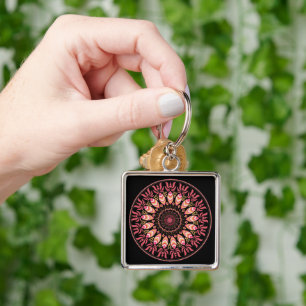 Chaveiro De Mandala De Coral E De Pia
