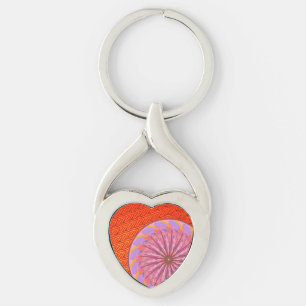 Chaveiro de Mandala Laranja e Rosa