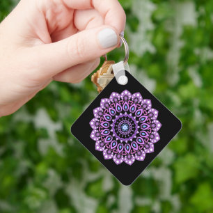 Chaveiro De Mandala Roxo E Azul