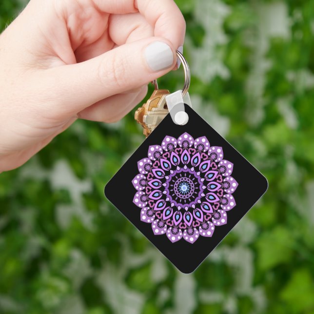 Chaveiro De Mandala Roxo E Azul (Mão)
