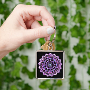 Chaveiro De Mandala Roxo E Azul