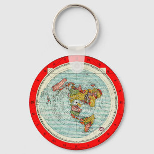 Chaveiro de Mapa de Projeção Azimutal da Terra P