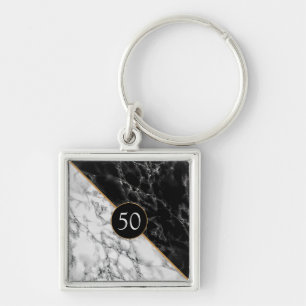 Chaveiro de mármore branco preto - sua idade - ano