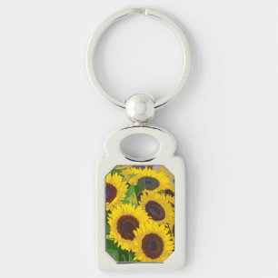 chaveiro de metal amarelo de girassóis de verão