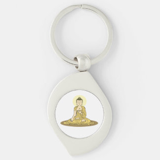 Chaveiro de metal buda da serenidade do ouro