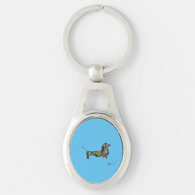 Chaveiro de metal com Dachshund (Frente)