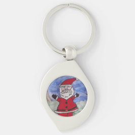 Chaveiro de Metal do Papai Noel Feliz