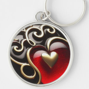 Chaveiro de metal Dourado Rosa