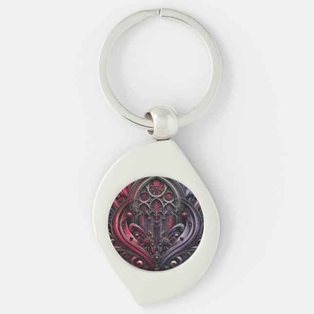 Chaveiro de metal gótico com Design de Rosa de Cri (Frente)
