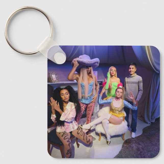 Chaveiro de metal quadrado, 2,25" x 2,25"Elegante  (Frente)