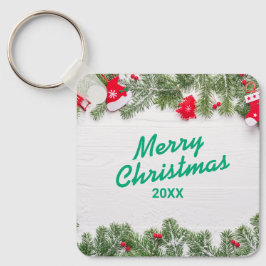 Chaveiro de Metal Quadrado de Natal Personalizado