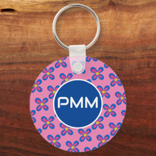 Chaveiro de Monograma Azul / Rosa