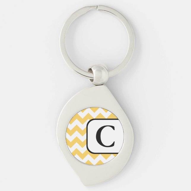 Chaveiro de Monograma Chevron Amarelo (Frente)