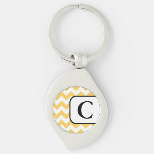 Chaveiro de Monograma de Chevron Amarelo