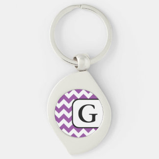 Chaveiro de Monograma de Chevron Roxo