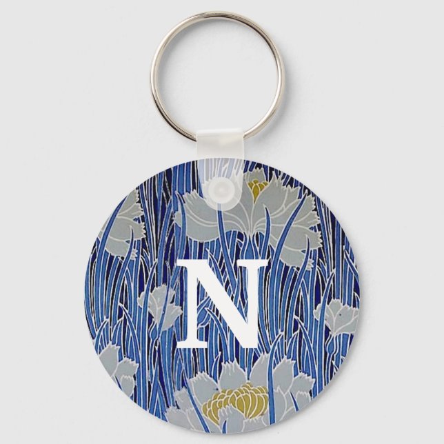 Chaveiro de Monograma de Flores Brancas (Frente)