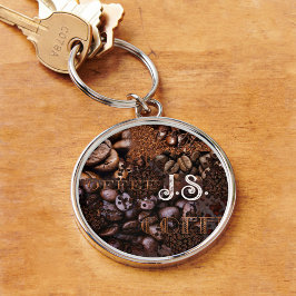 Chaveiro de Monograma de Padrão de Café