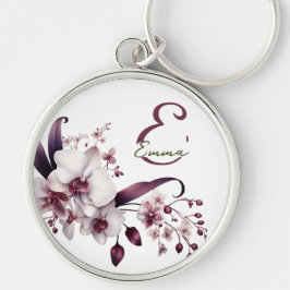 Chaveiro de Monograma Floral Elegante