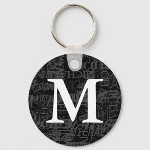 Chaveiro de Monograma Moderno Preto Personalizado