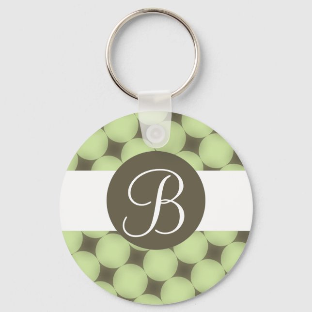 Chaveiro de monograma personalizado de pontos verd (Frente)