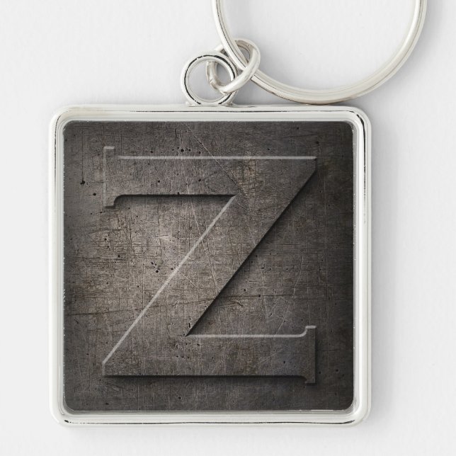 Chaveiro de monograma Z de metal preto russo (Frente)