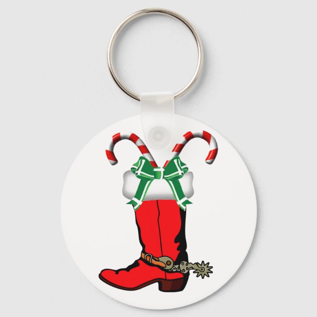 Chaveiro de Natal Ocidental com Boot de Cowboy (Frente)