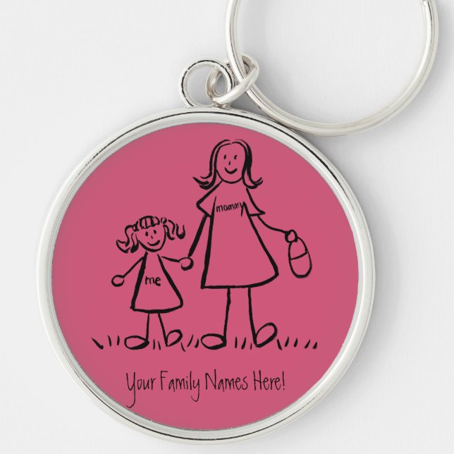 Chaveiro de Nome da Família Personalizada da Mãe e (Frente)