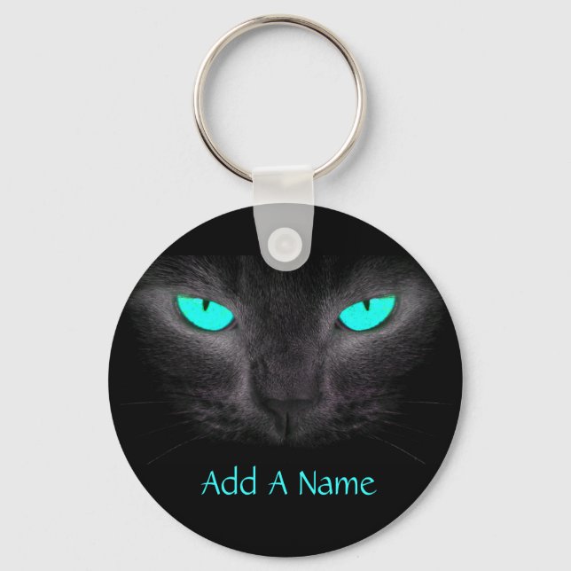 Chaveiro de Olhos Turcos de Gato Negro (Frente)