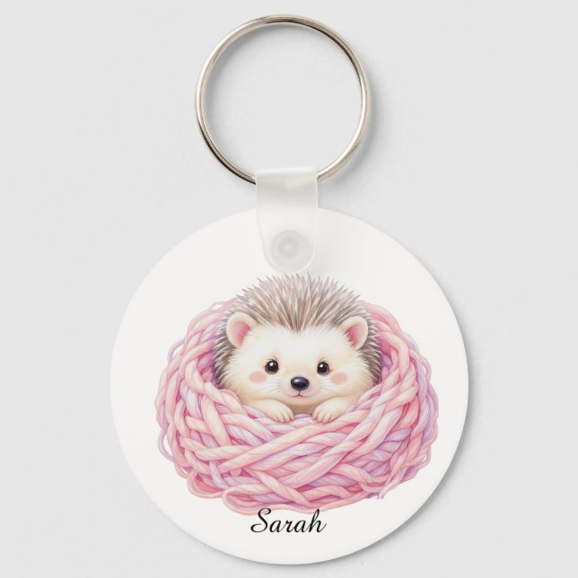 Chaveiro de Ouriço Personalizado de Tricô (Frente)