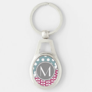 Chaveiro de Oval de Monograma Personalizado de Fol