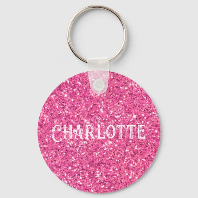 Chaveiro de padrão cintilante rosa (Frente)