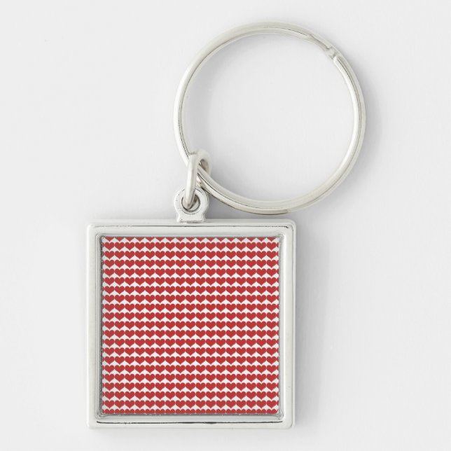 Chaveiro de Padrão de Corações Vermelhos (Frente)