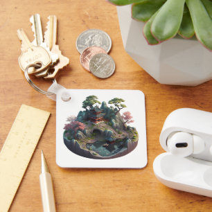 Chaveiro de Paisagem 3D Fantasy Chinês Bonito