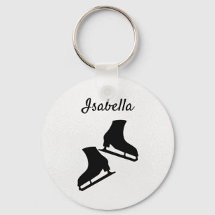 chaveiro de patinação no gelo skate branco preto