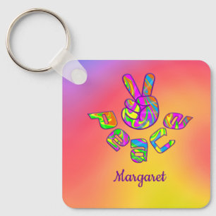 Chaveiro de Paz de Tie Dye Personalizado