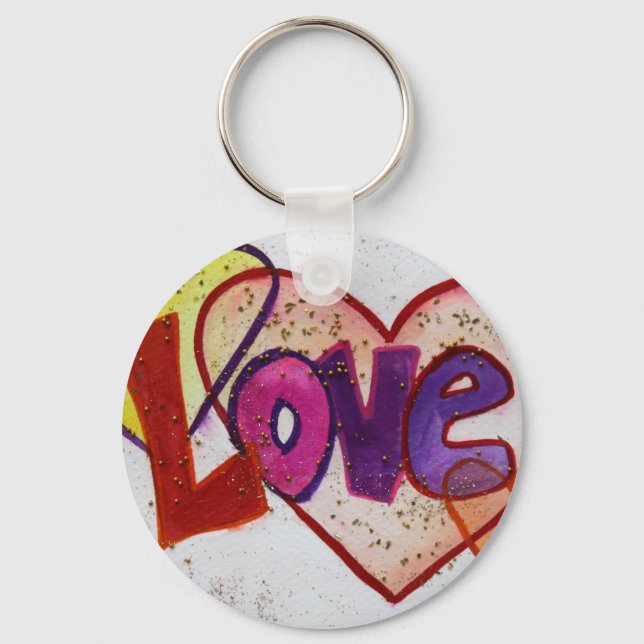 Chaveiro de Pintura com Coração de Amor (Frente)
