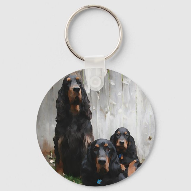 Chaveiro de Pintura de Gerações de Gordon Setter (Frente)