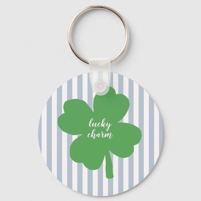 Chaveiro de Pintura de Shamrock de Sorte Sortuda (Frente)