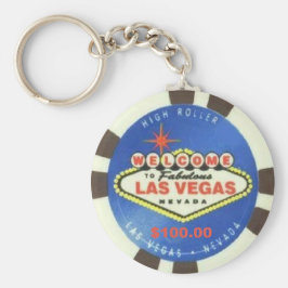 chaveiro de Poker Chip Blue Las Vegas de US$ 100