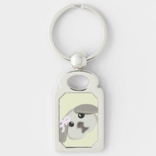 Chaveiro de Prata com Arte de Cachorrinho Branco F