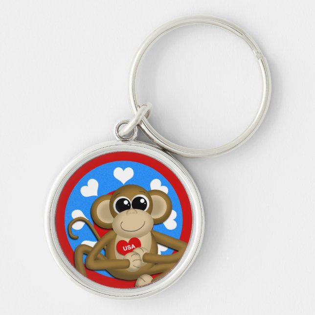 Chaveiro de Prêmio Macaco Patriótico dos EUA (Frente)