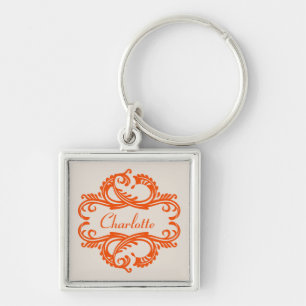 Chaveiro de Premium de Damasco Chic Laranja
