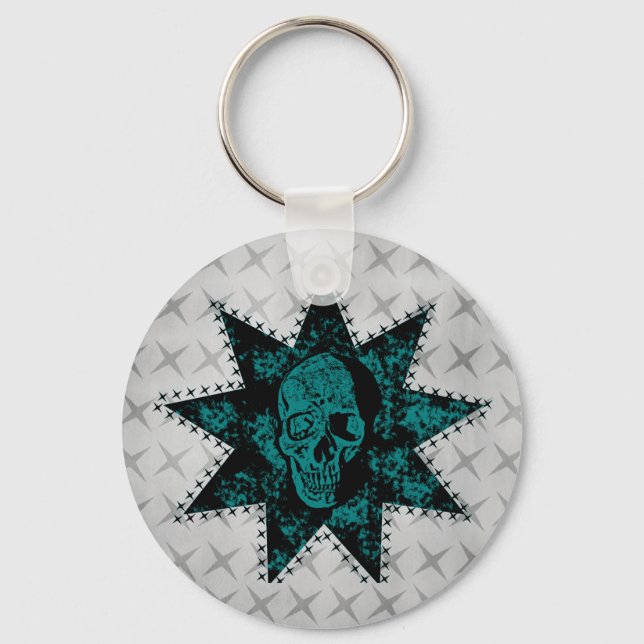 Chaveiro de Punk Skull (Teal) (Frente)