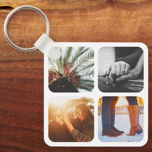 Chaveiro de quadrado de 8 fotos com metal lateral  (Frente)