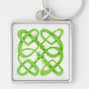 Chaveiro de quadrado VERDE CELTIC KNOT Premium