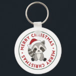 Chaveiro de Raccoon Christmas Snow Winter Raccoons<br><div class="desc">O guaxinim do Natal como um cartão de saudação. Animais engraçados com presentes e neve nas férias. Também é engraçado para o natal em julho. Os guaxinins são animais bonitos e perfeitos para o Natal.</div>