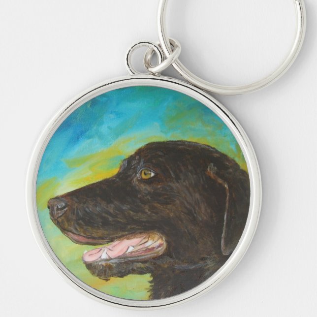 Chaveiro de Retrato de Pé-Cão Negro (Frente)