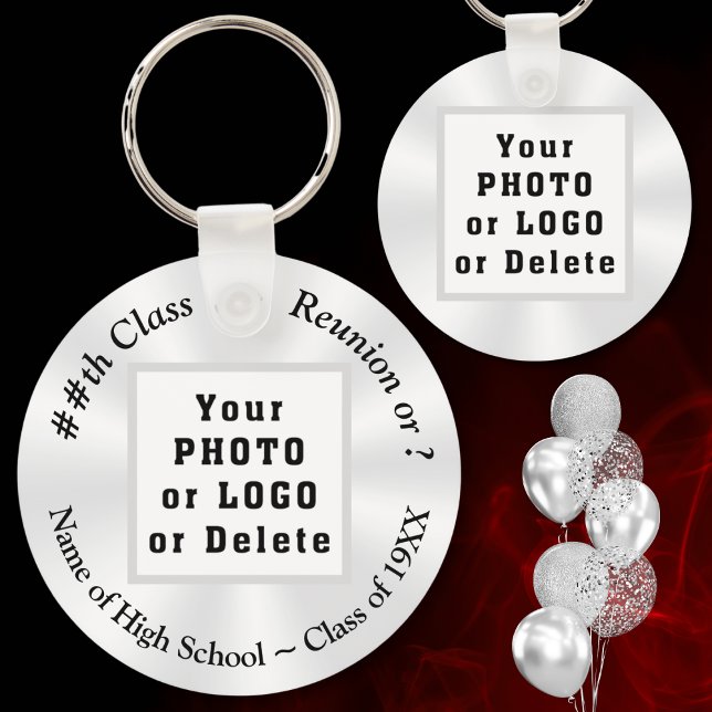Chaveiro de Reunião de Classe de Logotipo Solicita (School Photo or School Logo, Personalized class reunion gifts. Nice, class reunion gift bag ideas. )