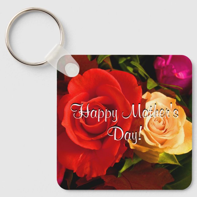 Chaveiro de rosas amarelas Dias de as mães felizes (Frente)