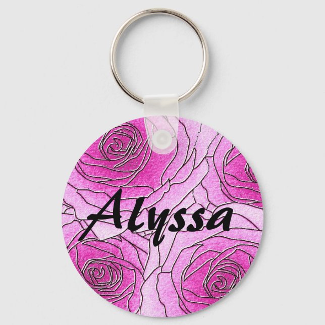Chaveiro de Rosas Rosa Bonito Personalizadas (Frente)